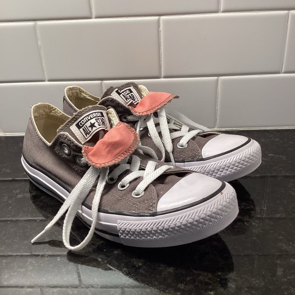 Converse All Star Women’s Double Tongue Low Top‎ Sneakers Tennis Gray Size M5/W7